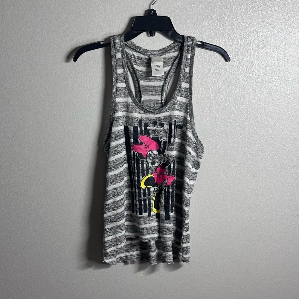 Disney‎ Minnie Mouse Women Stripe Sleeveless Tank Top Gray Size M.